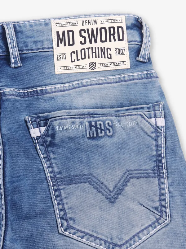 MD SWORD sky blue washed denim jeans