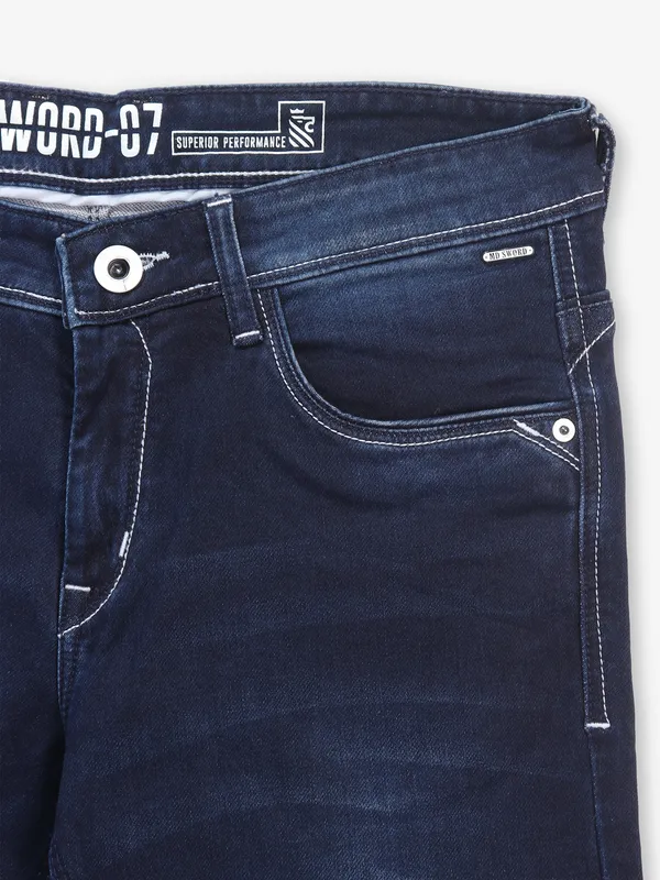 MD SWORD washed dark navy narrow fit denim