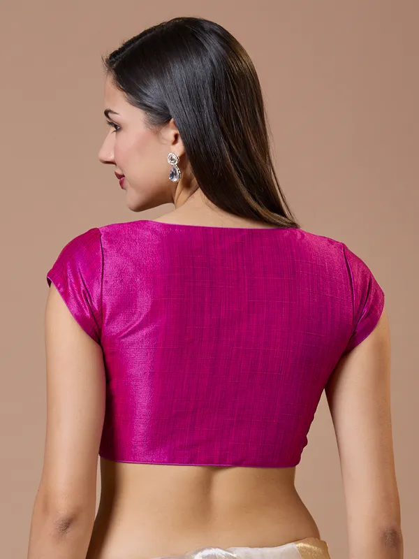 Megenta pink cotton silk readymade blouse