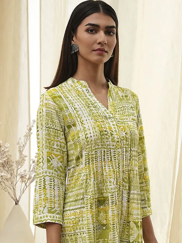 Mehendi green casual cotton silk kurti