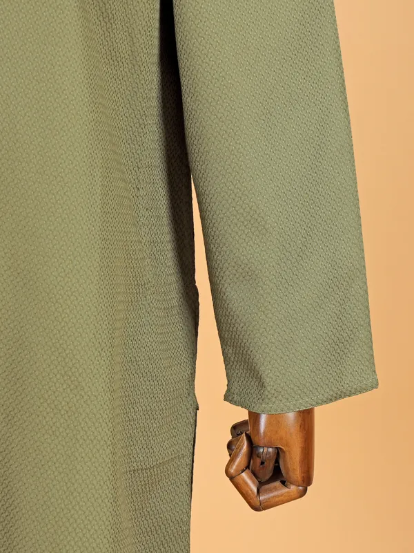 Mehendi green cotton kurta set