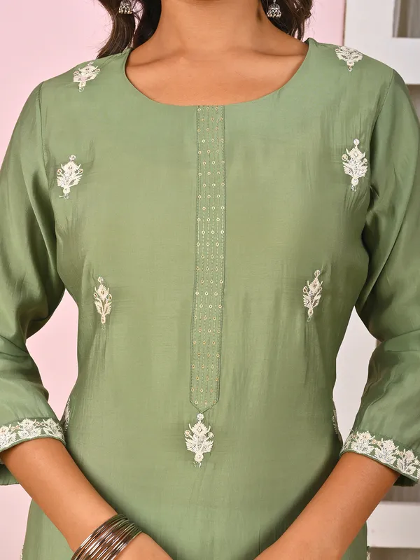 Mehendi green cotton silk casual kurti