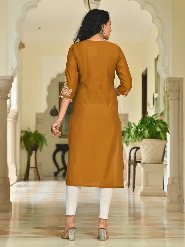 Mehendi green cotton silk kurti for casual