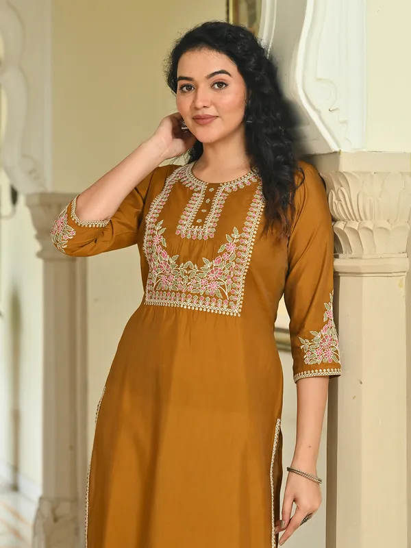 Mehendi green cotton silk kurti for casual