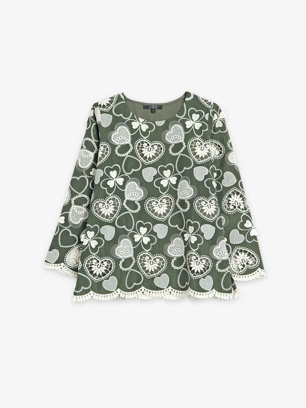 Mehendi green embroidery top