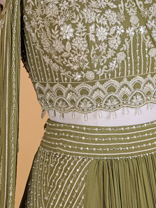 Mehendi green georgette designer lehenga choli