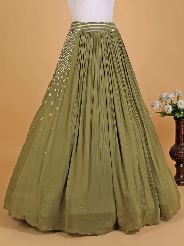 Mehendi green georgette designer lehenga choli