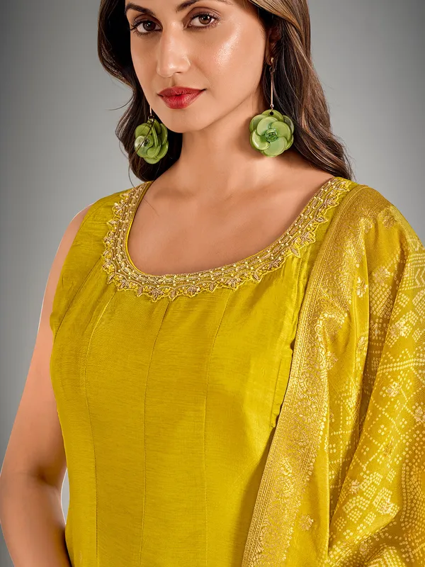 Mehendi green pakistani cotton silk palazzo suit