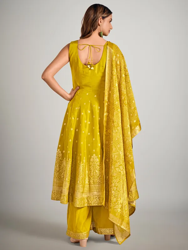 Mehendi green pakistani cotton silk palazzo suit