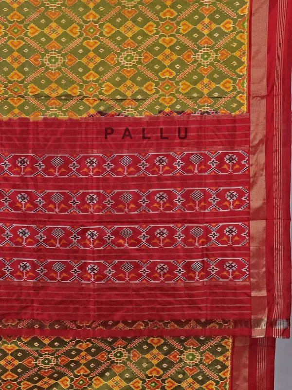 Mehendi green patola silk printed saree