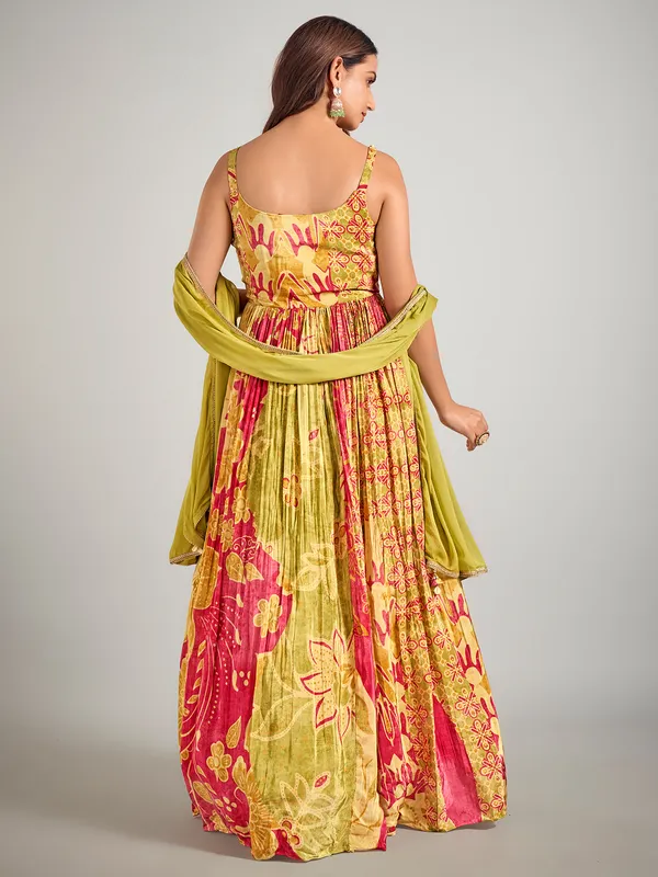 Mehendi green printed designer suit