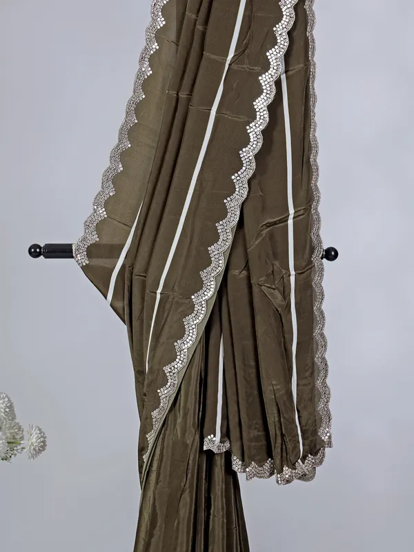 Mehendi green satin silk mehendi wear saree