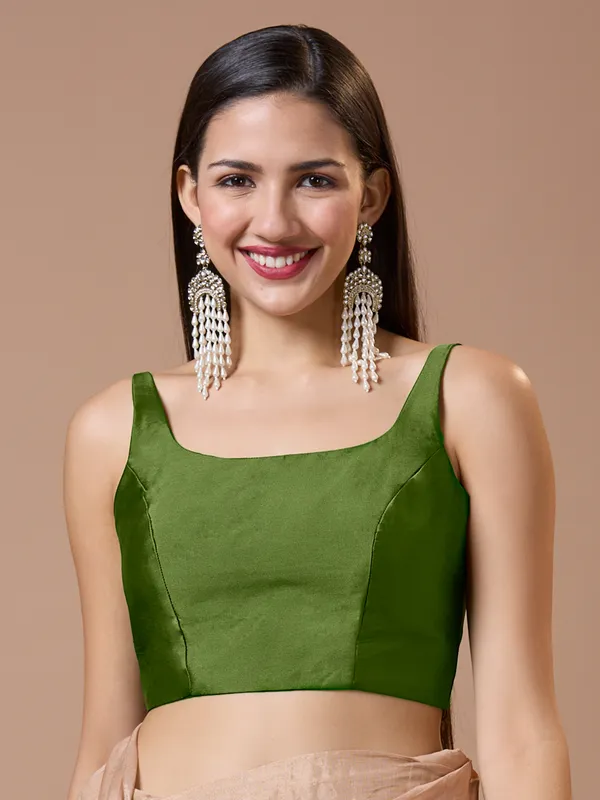 Mehendi Green silk ready made blouse