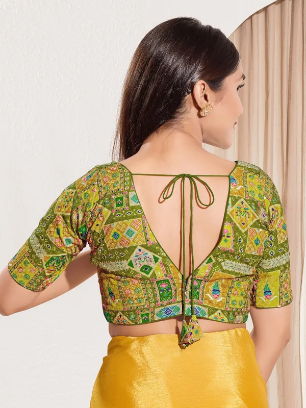 Mehendi green viscose rayon ready made blouse