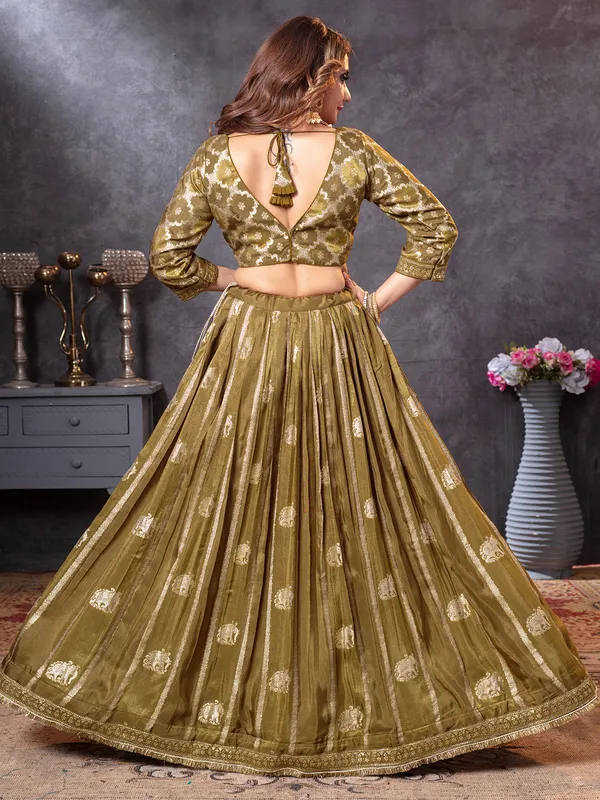 Mehendi olive lehenga choli for mehendi functions