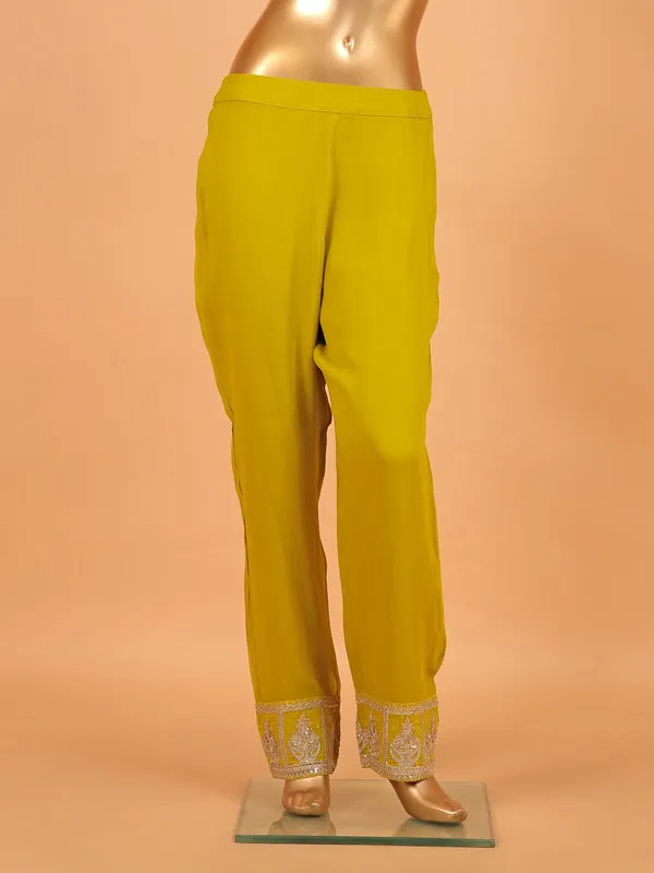 Mehendi yellow georgette festive wear salwar suit