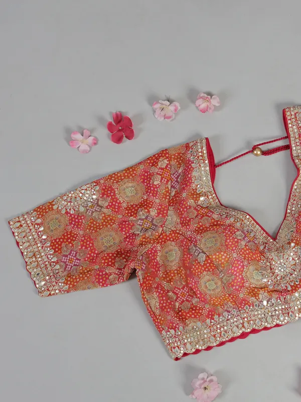Mehendi yellow georgette saree with gota detailing
