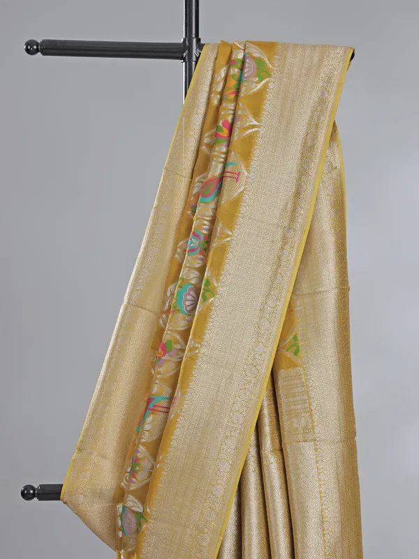 Mehendi yellow modal silk saree
