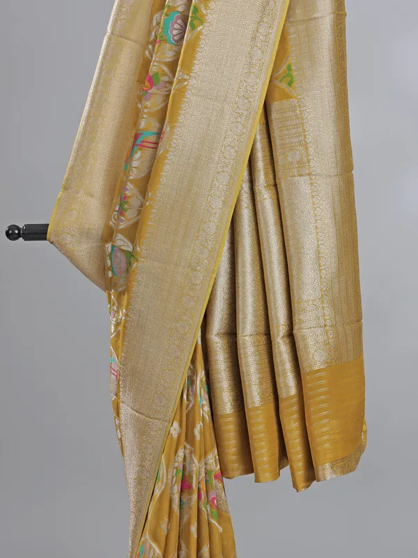 Mehendi yellow modal silk saree