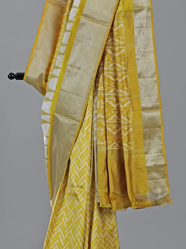 Mehendi yellow zari weaving patola silk saree for mehendi