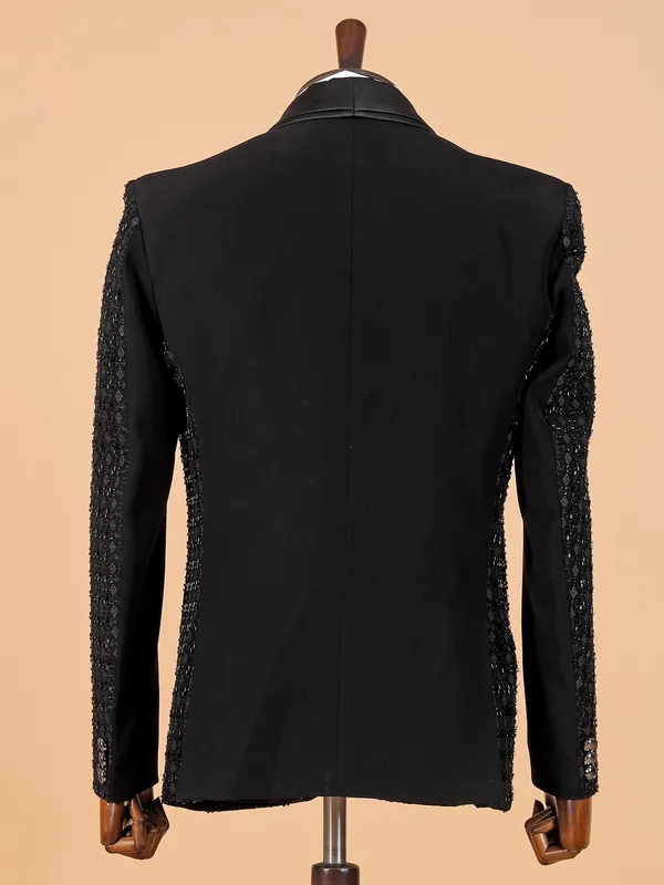 Men black terry rayon coat suit for party