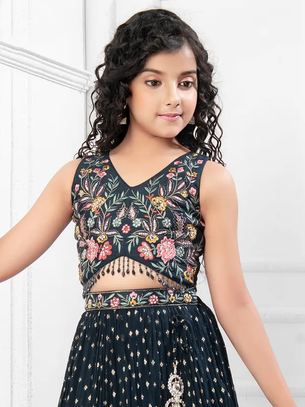 Mesmerizing georgette black lahenga choli for girls