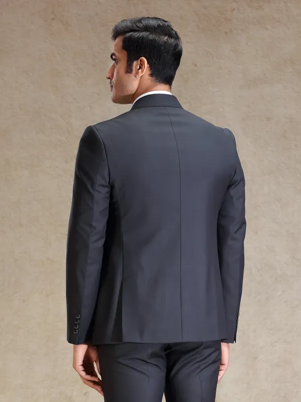 Metalic grey terry rayon blazer for men