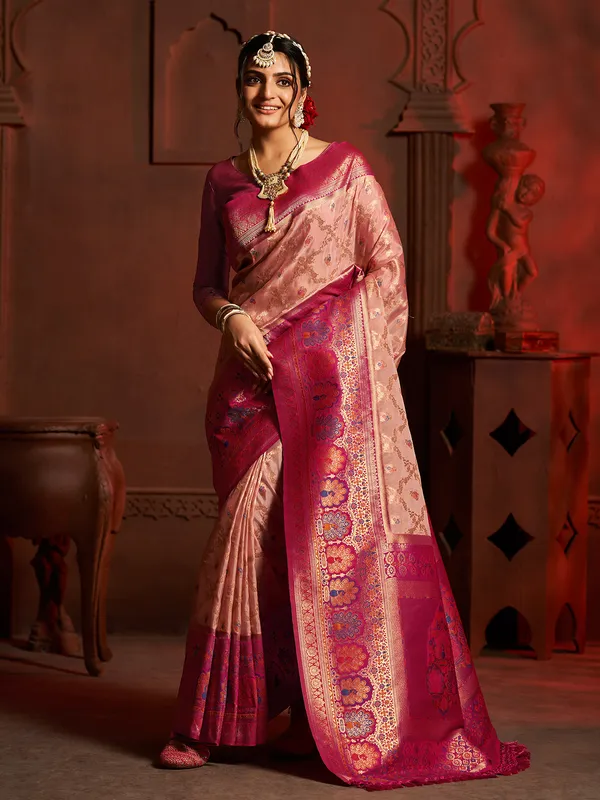 Minakri silk pink saree