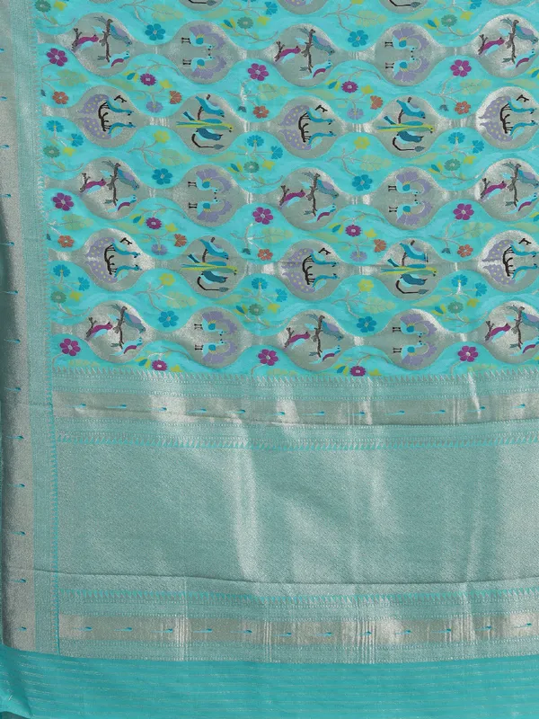 Mint aqua modal silk saree