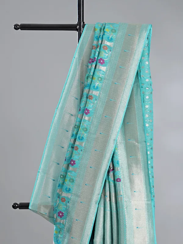 Mint aqua modal silk saree