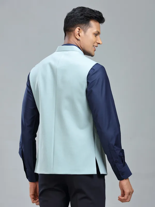 Mint blue cool waistcoat for the modern men