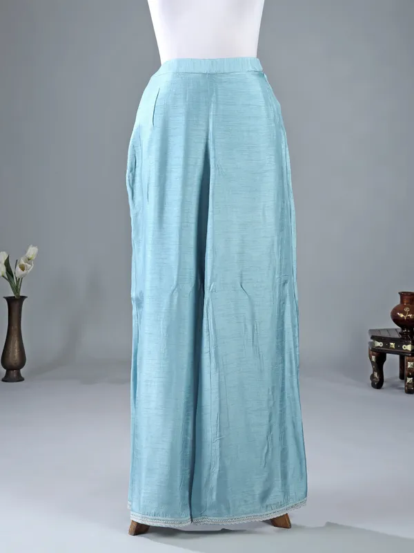 Mint blue georgette palazzo suit with dupatta