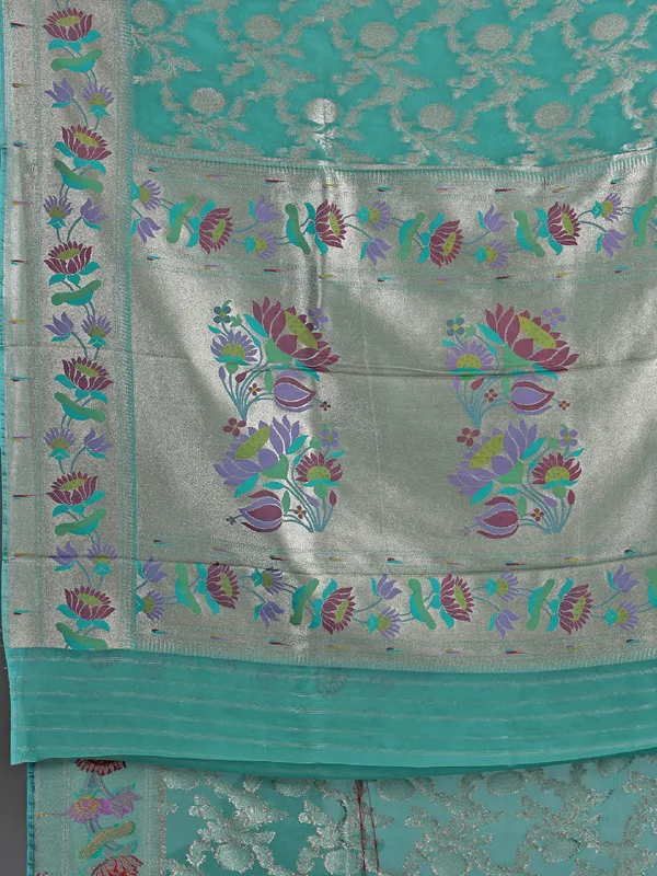 Mint blue georgette wedding wear saree