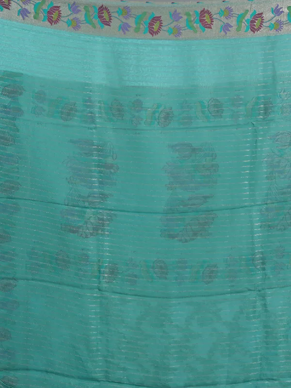 Mint blue georgette wedding wear saree