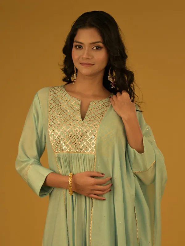 Mint blue modal silk palazzo suit