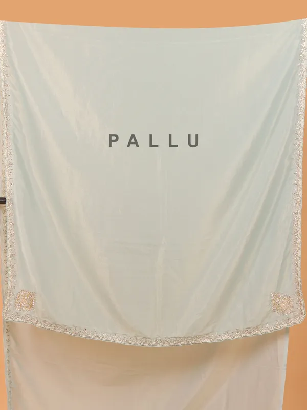 Mint blue organza saree for wedding wear