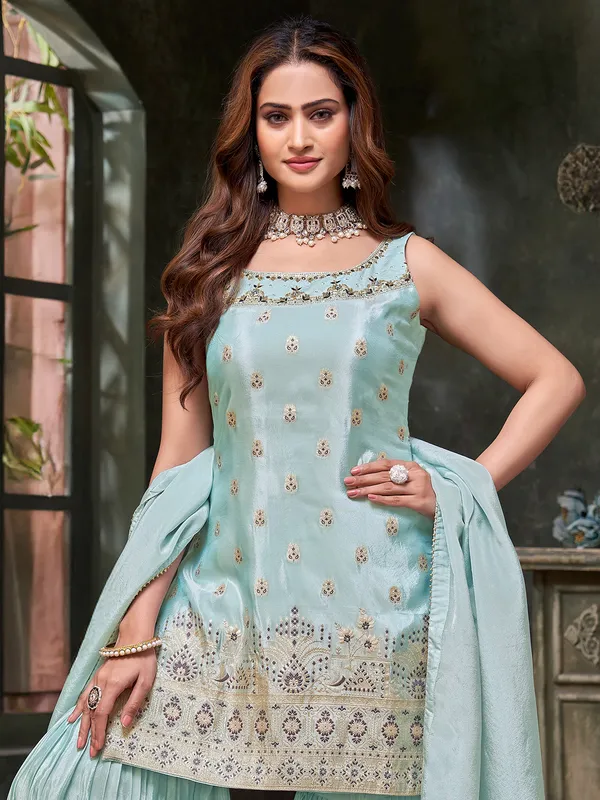 Mint blue sharara suit for women