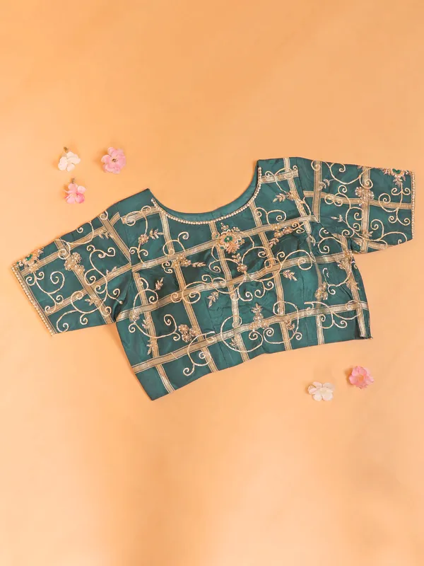 Mint blue soft organza saree with ready made blouse