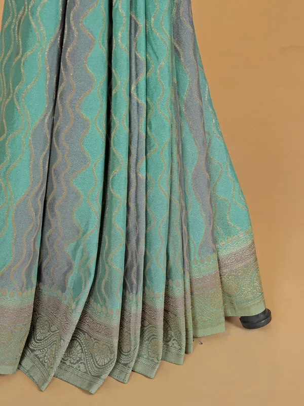Mint green georgette zari weaving saree for women