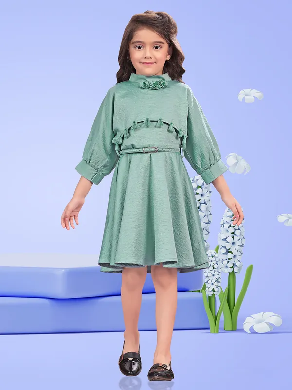 Mint green lycra frock for party