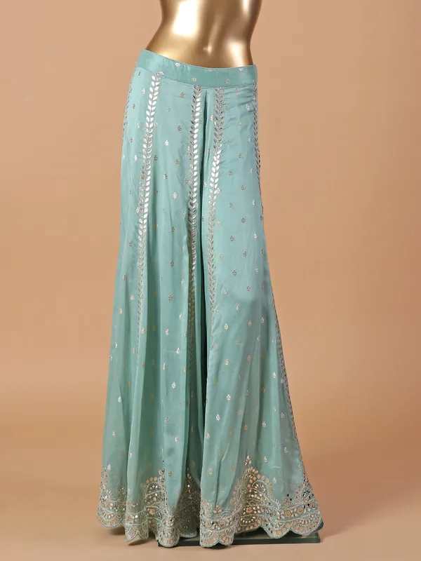 Mint green palazzo suit in georgette