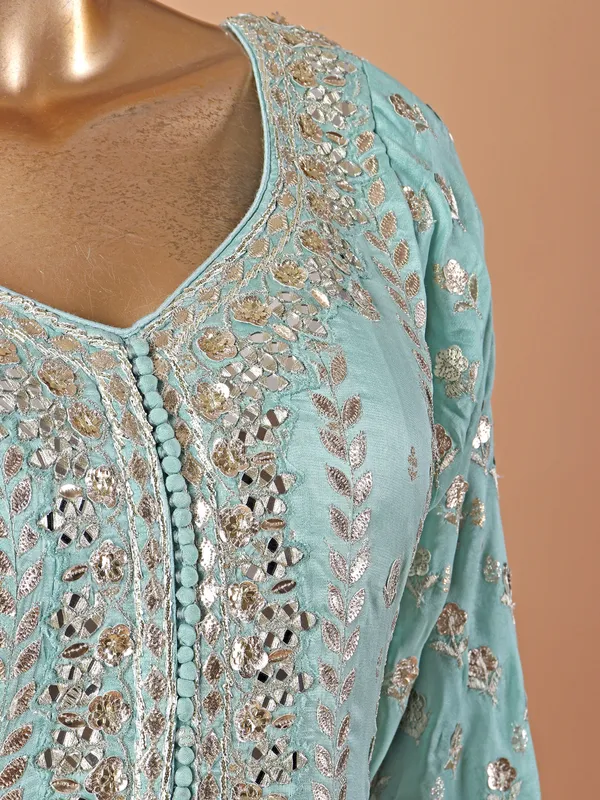 Mint green palazzo suit in georgette