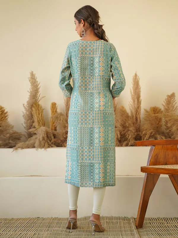 Mint green printed casual kurti