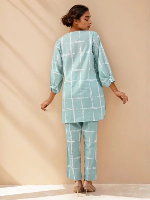 Mint green printed cotton co ord set