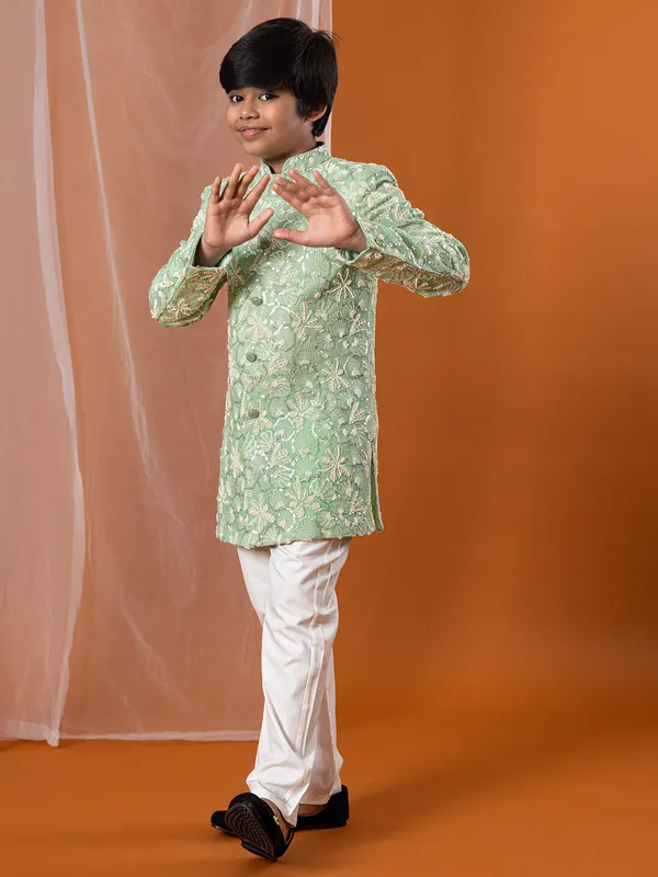Mint green refreshing silk indo-western
