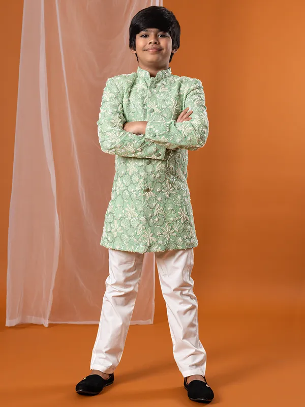 Mint green refreshing silk indo-western