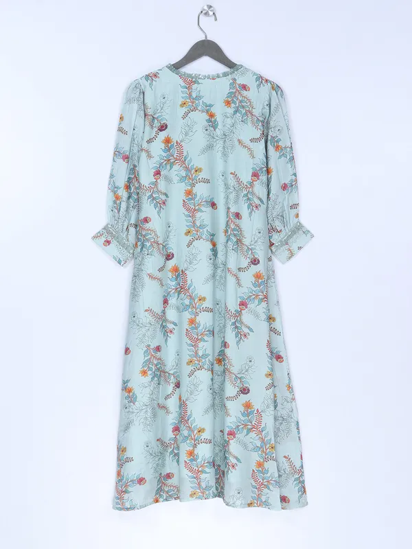 Mint green silk printed kurti