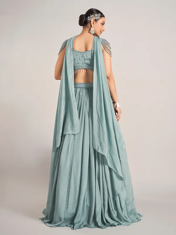 Mint green silk wedding wear lehenga choli