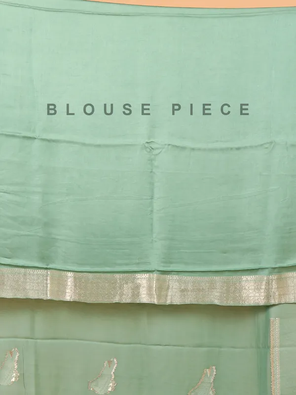 Mint green soft organza saree for women