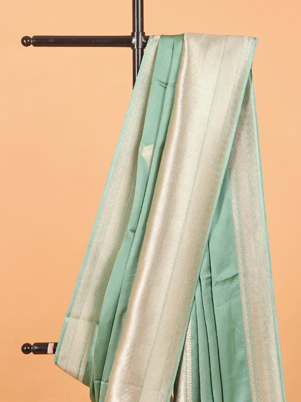 Mint green soft organza saree for women